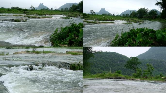 自然山间河水山泉水小溪