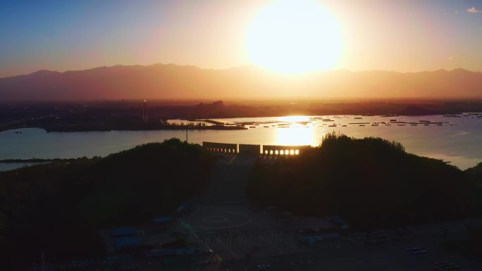 宁夏银川览山公园夕阳美景