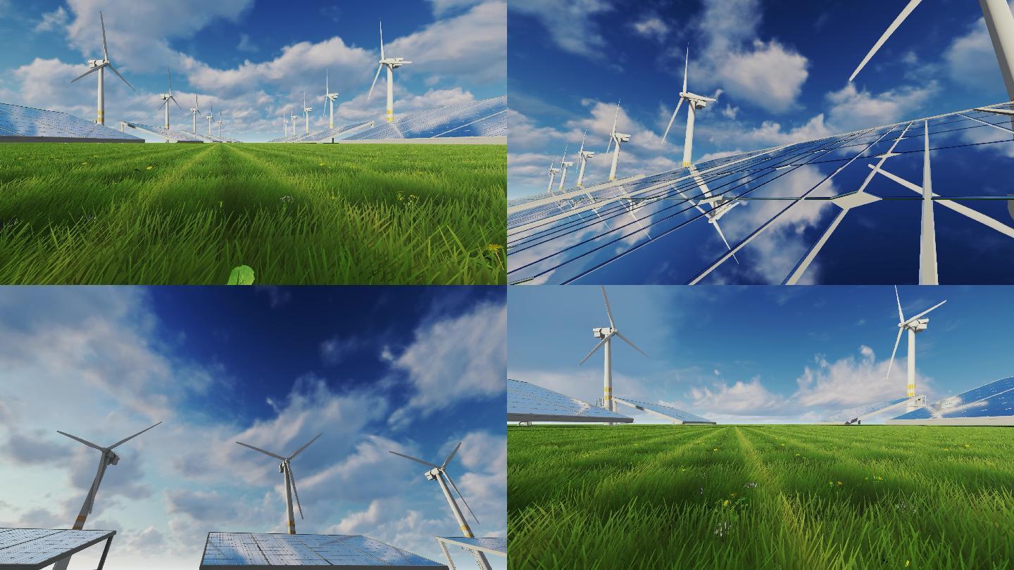 4K-太阳能光伏电能板风车风力发电