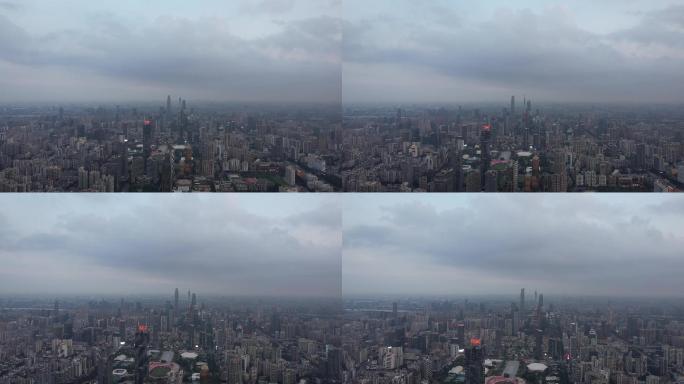 广州珠江新城雾霾阴天环保阴霾阴郁城市上空