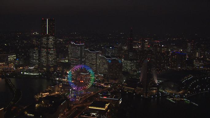 航拍横滨夜间景观