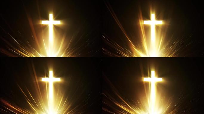 金色大气十字架视频背景4K循环