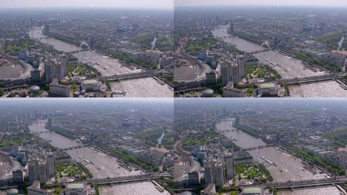 英国伦敦市中心和泰晤士河鸟瞰图