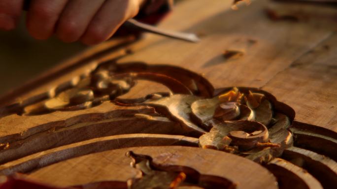 传统工艺-木雕实拍素材