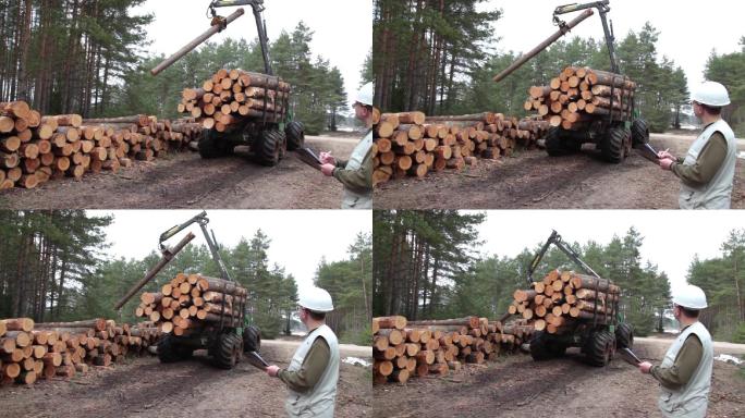 运输木材破坏生态伐木砍树毁坏植被