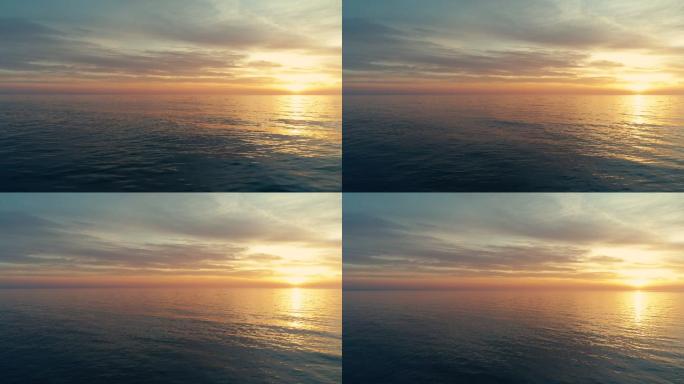 海面上的日出大气全景空镜