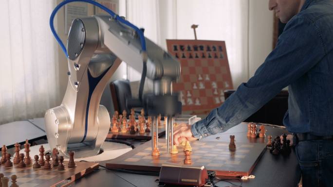 下棋的机器手高新科技工程AI高能物理