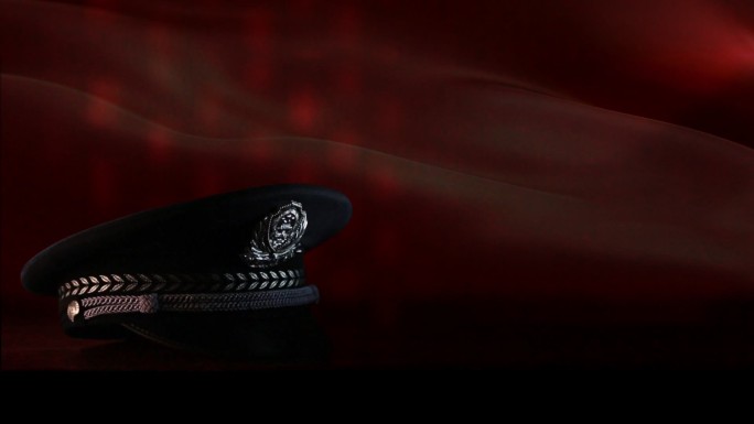 警察公安国旗飘扬警帽帽徽