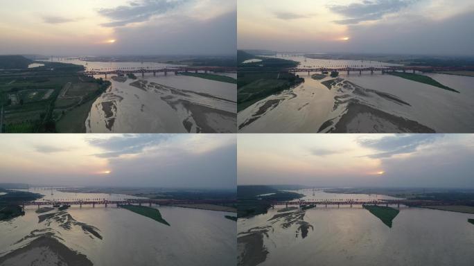 郑州黄河文化公园航拍京广线铁路大桥