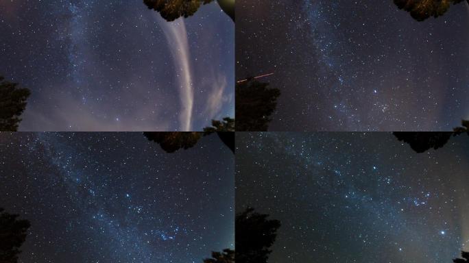 全景夜空延时星河延迟拍摄星轨浪漫星空