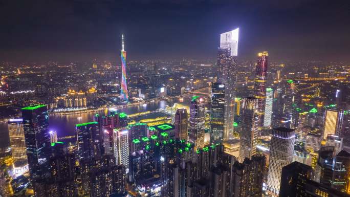 广州夜景延时珠江新城夜景延时花城广场