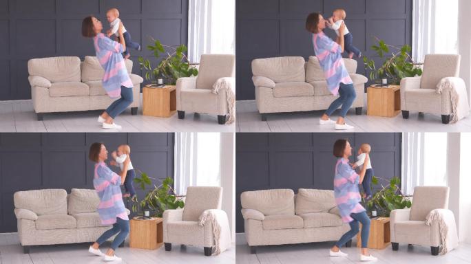 妈妈和宝宝跳舞4K宣传片广告视频素材开心