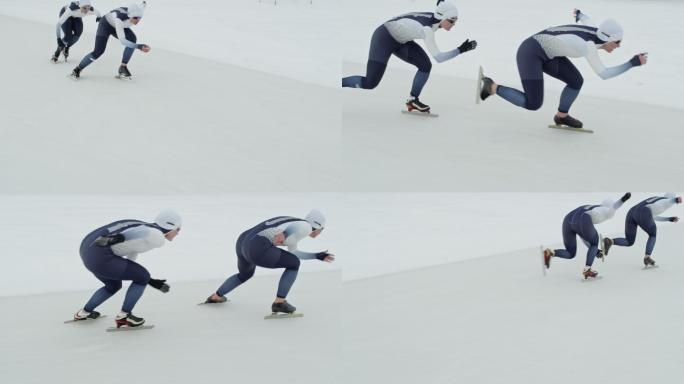 女子速滑运动员练习速滑