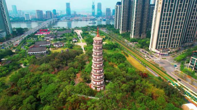 琶洲塔广州著名景点航拍最新多镜头