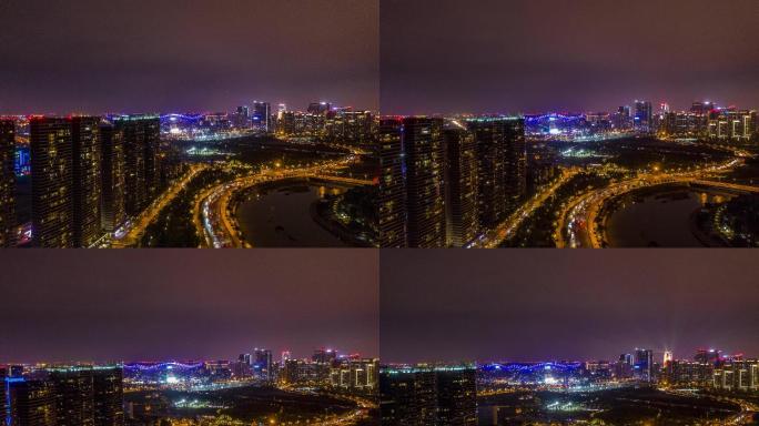 成都环球中心夜景航拍延时4K