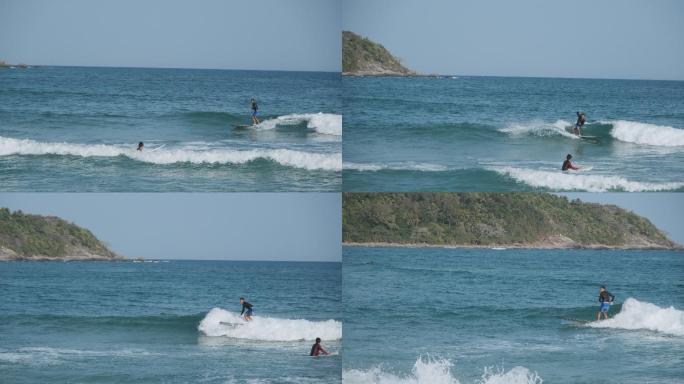 海南万宁石梅湾日月湾冲浪风光