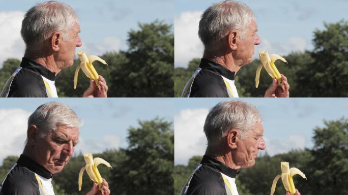 老年运动员吃香蕉