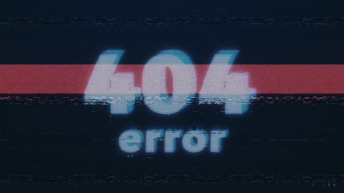 黑客元素和像素噪声故障与404错误