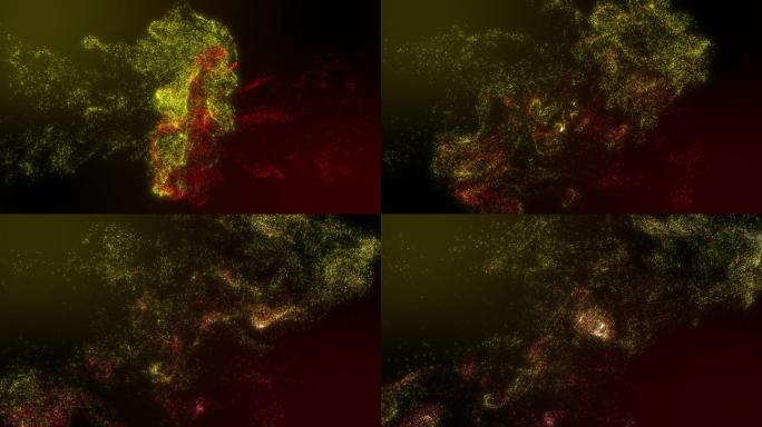 粒子墨水黄色和红色碰撞与闪烁渐变色