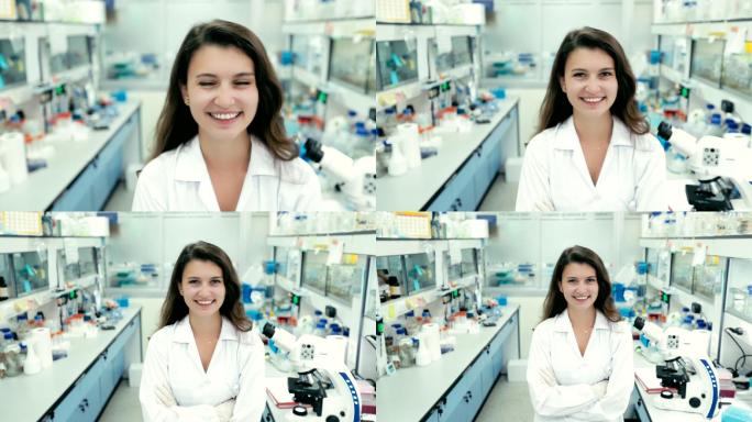 科学家在实验室微笑的肖像