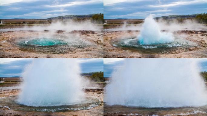 冰岛温泉喷发地热热量公园地质地貌实拍视频