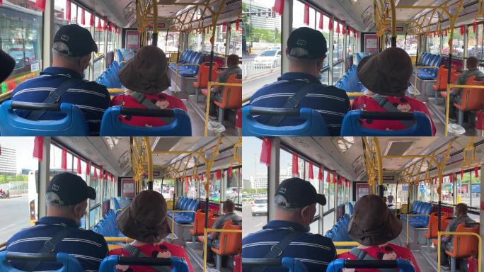 【4K】老年人乘车、老年人坐公交车