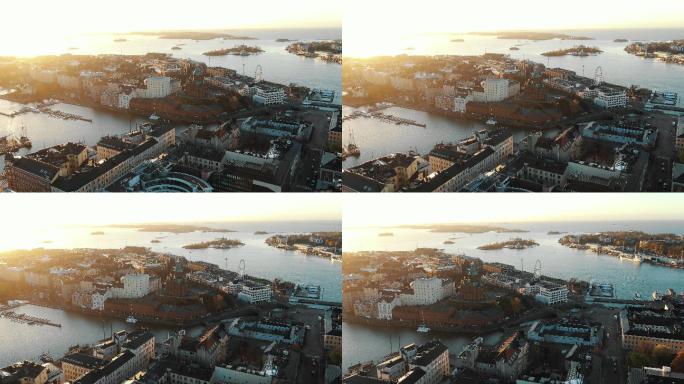 赫尔辛基市全景鸟瞰图