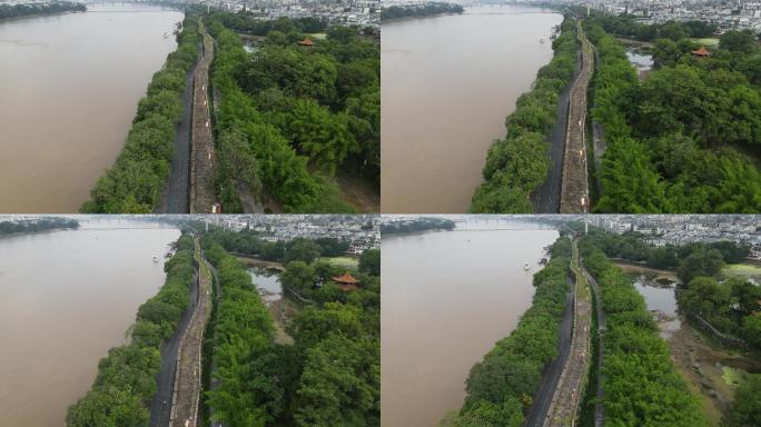 航拍江西赣州江南宋城古城墙历史文化建筑