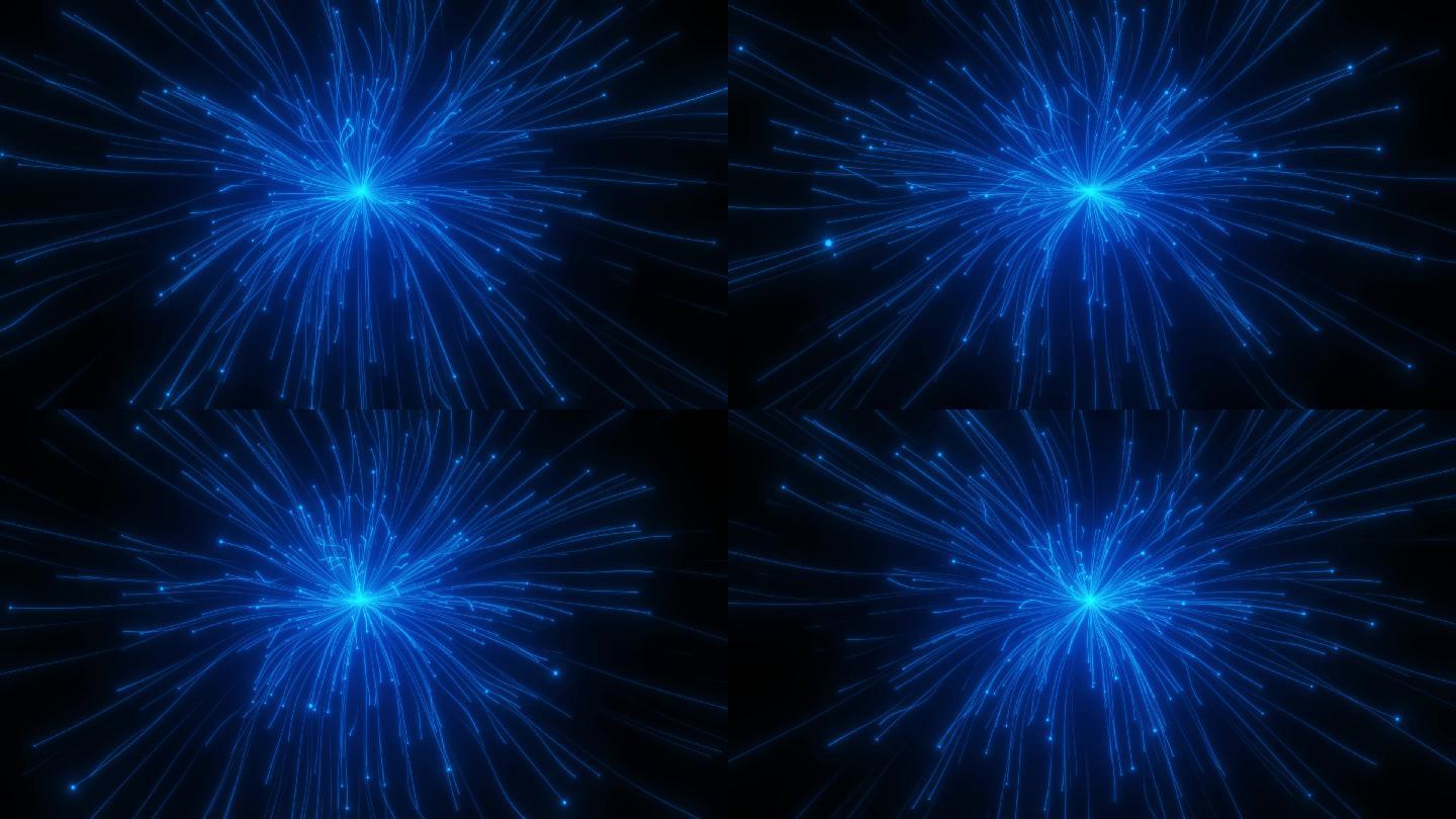 蓝色拖尾粒子迸发爆发扩散无缝循环