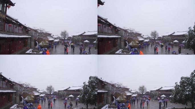 丽江古城雪景