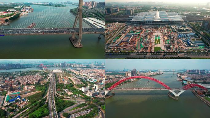 广州海珠区和番禺区城市建筑多镜头最新