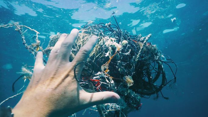 海洋垃圾生态水底爱护地球大海水资源清澈海