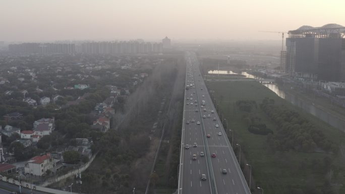 4K-Log-航拍上海G60沪昆高速公路