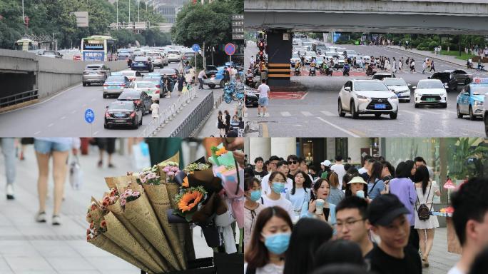 长沙黄兴南路步行街人流