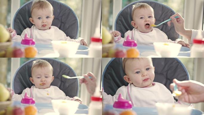 可爱的宝宝吃东西广告陪伴生活婴儿产品亲子