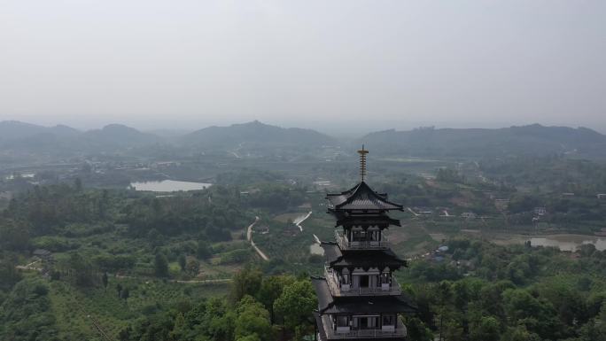 四川省眉山市彭山区彭祖山风景区航拍素材