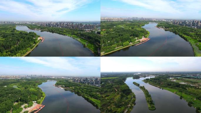 航拍北京通州大运河森林公园
