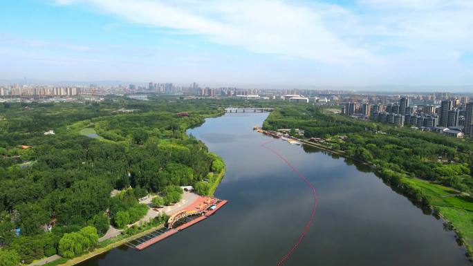 航拍北京通州大运河森林公园