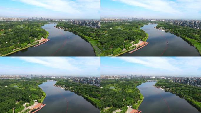 航拍北京通州大运河森林公园