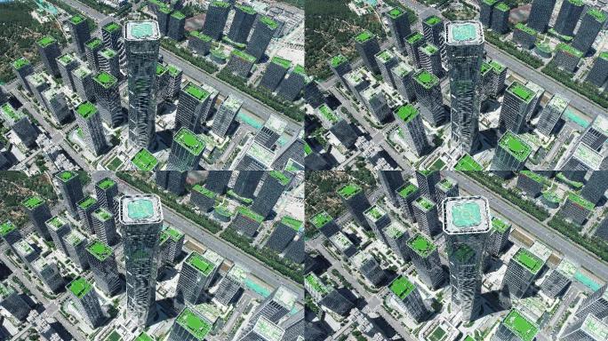 济南奥体CBD高楼汉峪金谷航拍4k