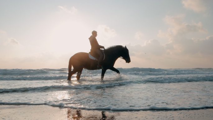 骑马走过沙滩大自然纪录片扶贫产业内蒙古大