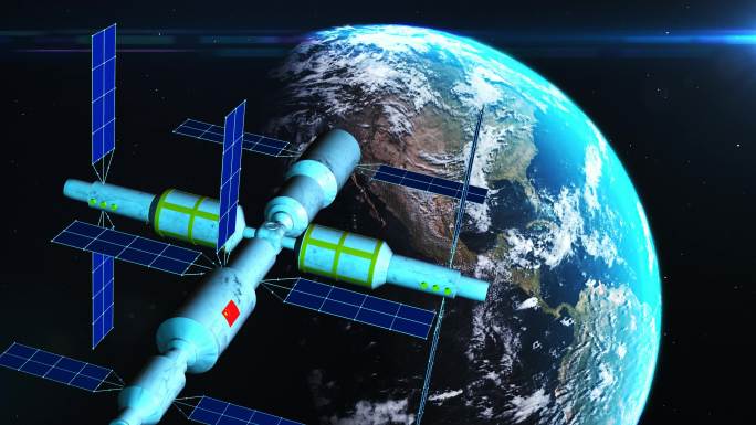 中国空间站宇航员3D动画4K视频素材