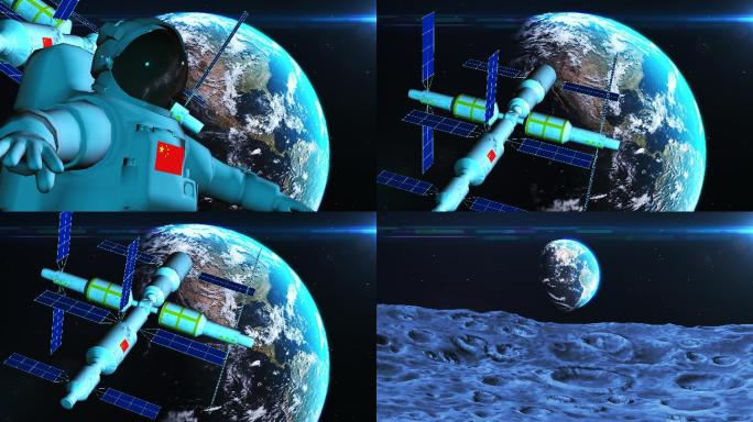 中国空间站宇航员3D动画4K视频素材