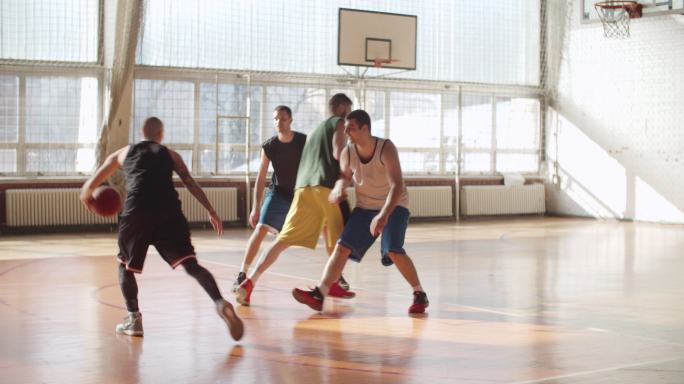 室内篮球篮球训练爱好者队员友谊赛小型比赛
