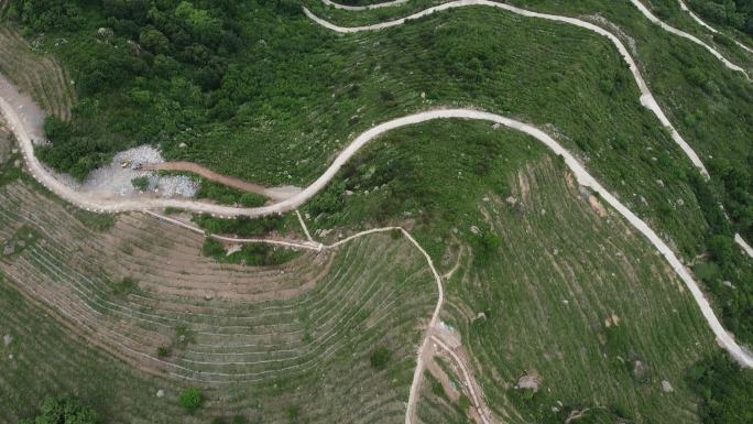 航拍素材.妙峰山顶峰山路十八弯