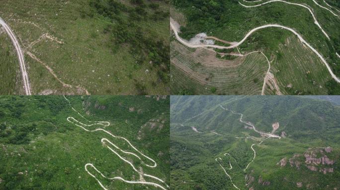 航拍素材.妙峰山顶峰山路十八弯