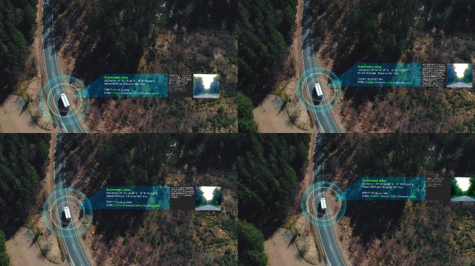 自动驾驶卡车在森林公路上行驶，跟踪信息