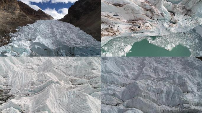 6段西藏曲登尼玛冰川航拍视频素材合集