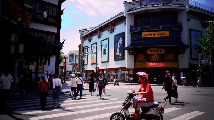 【原创】高清上海豫园人流马路人流