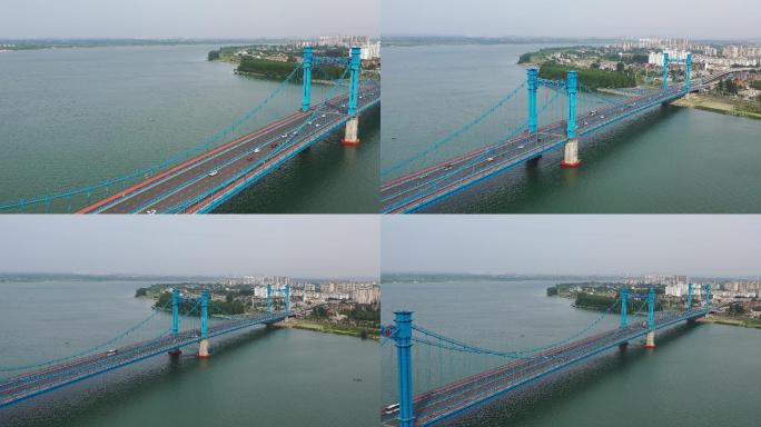 4K-原素材-航拍襄阳襄城区凤雏大桥